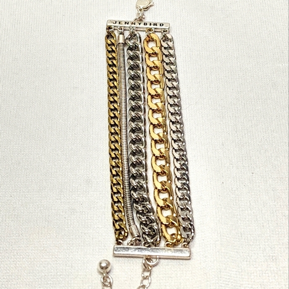 Jenny Bird Silver and Gold Chain Wide Bracelet - Picture 3 of 14